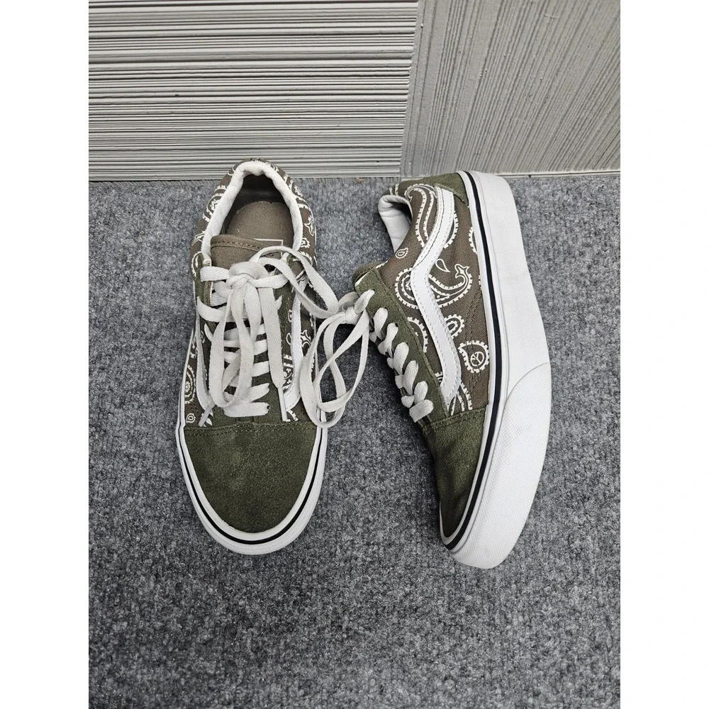 Vans Old Skool Boys 6Y Green White Suede Skate Sneaker Lace‎ Up Retro Shoes